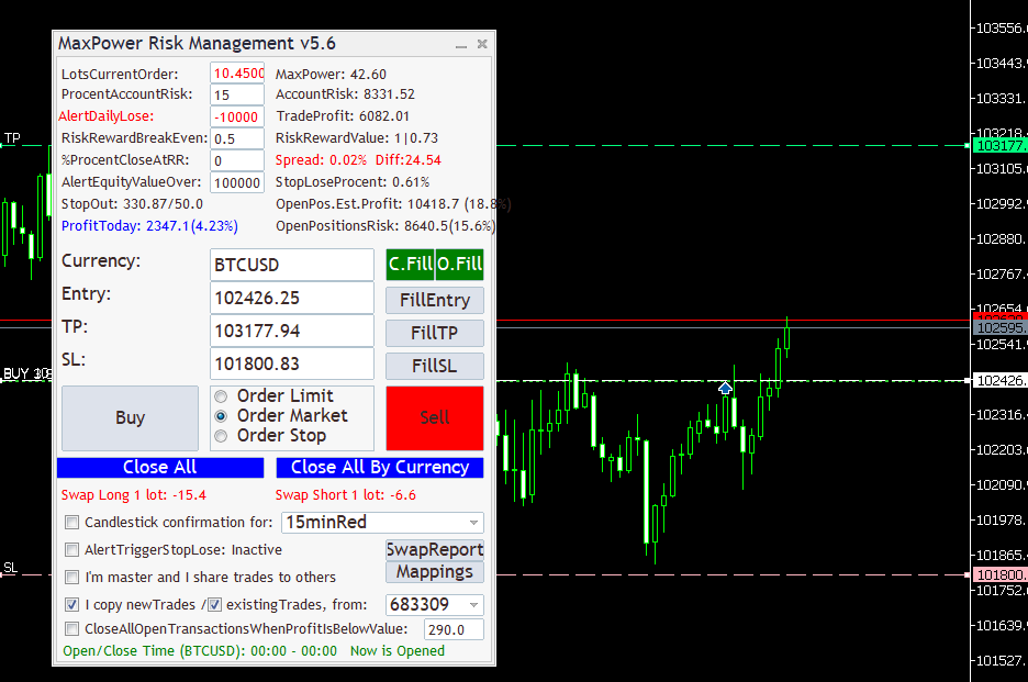 forex metatrader 5 risk management tool interface